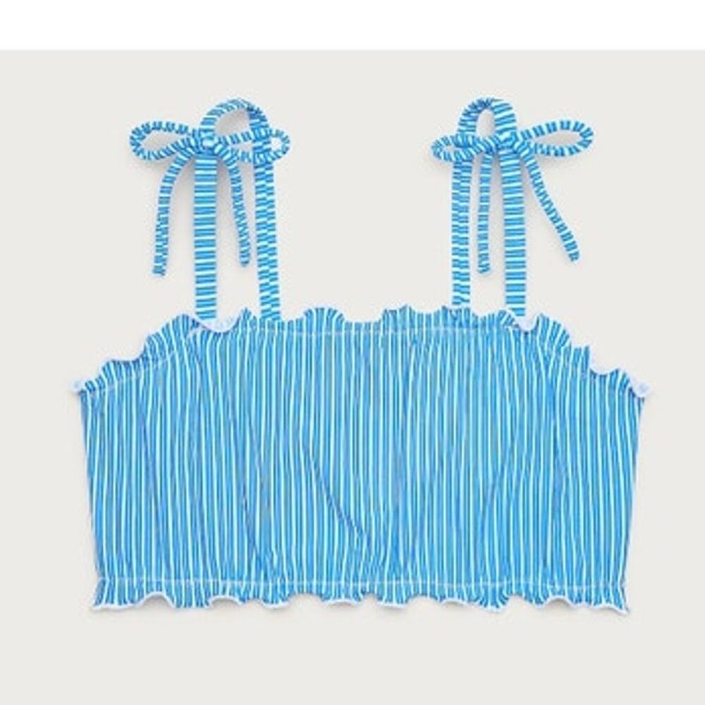 NWT Crewcuts Girls' Lettuce-Edge Two-Piece Swimsuit *Top Only Blue 14